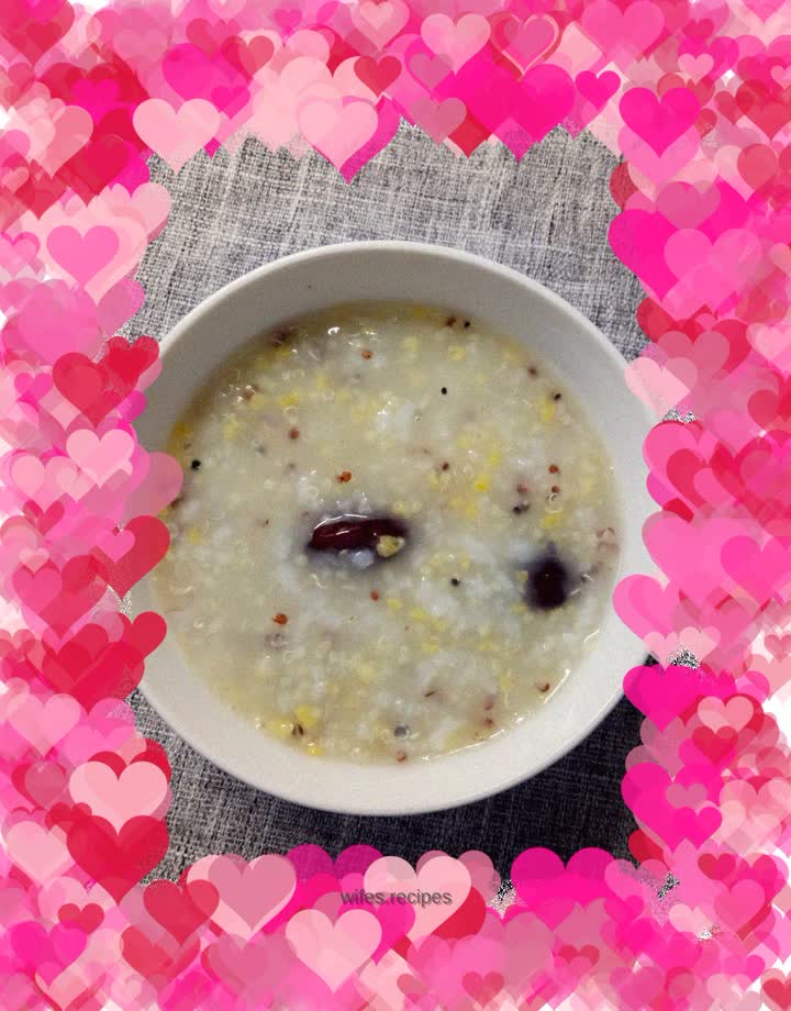 Multigrain red dates and quinoa rice porridge