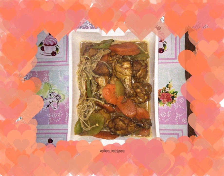 Stewed carrots and lettuce with wing root