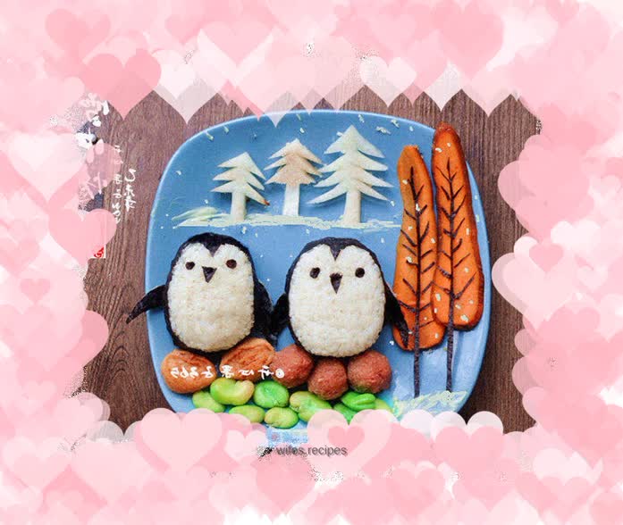 Penguin display in the snow