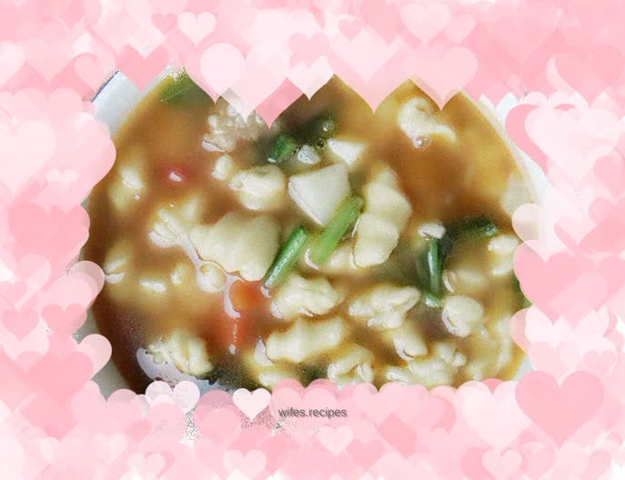 Cat ear soup and rice