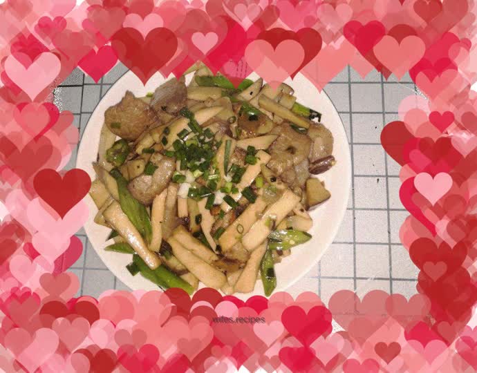 Stir-fried king oyster mushrooms