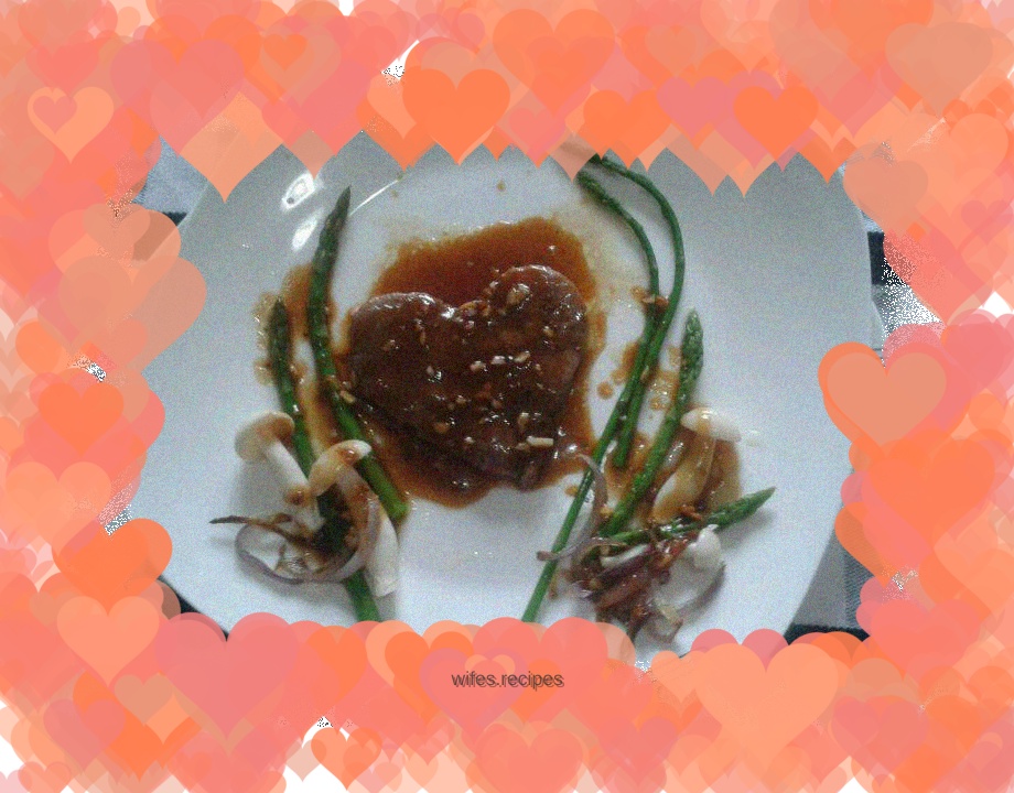 Heart-shaped black pepper sirloin steak