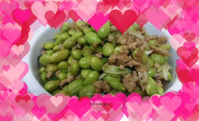 Stir-fried diced pork with edamame