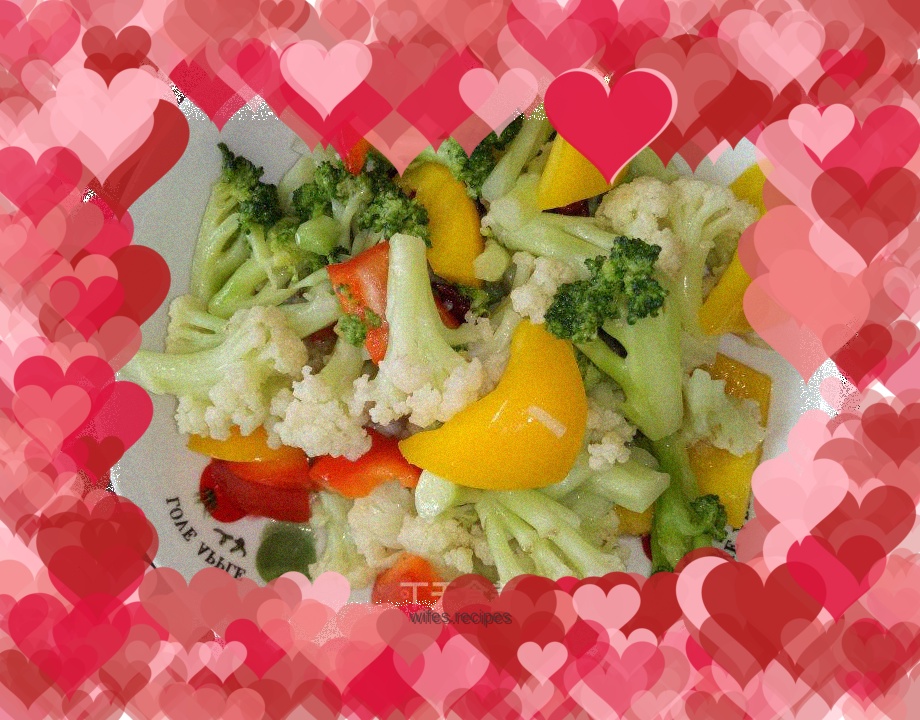 Stir-fried cauliflower with broccoli