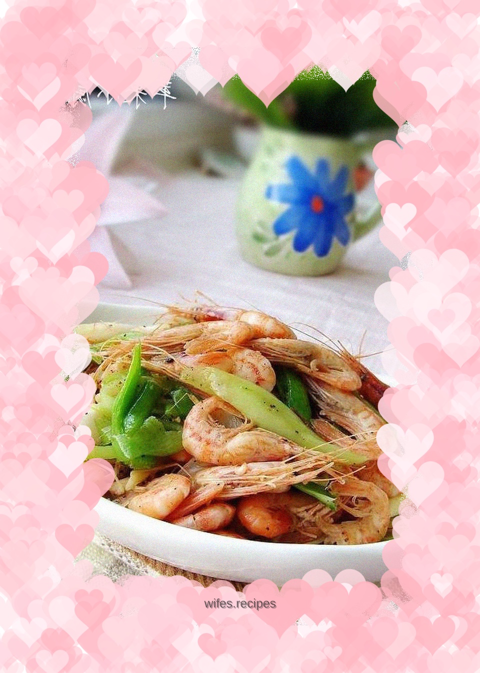 Fried shrimp with green garlic