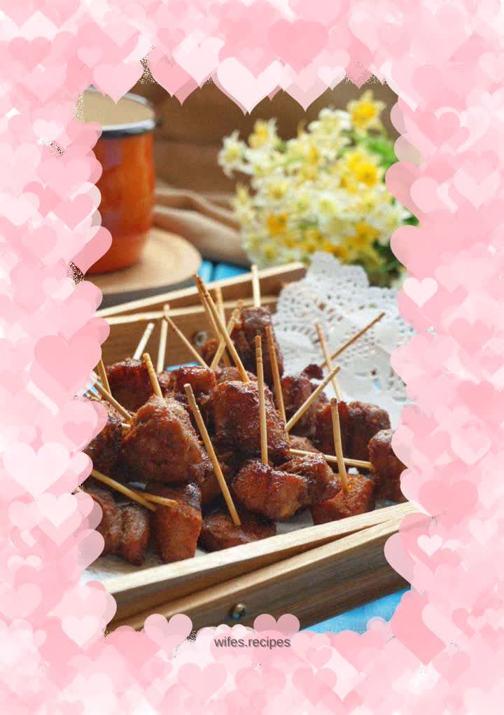 Grilled toothpick meat