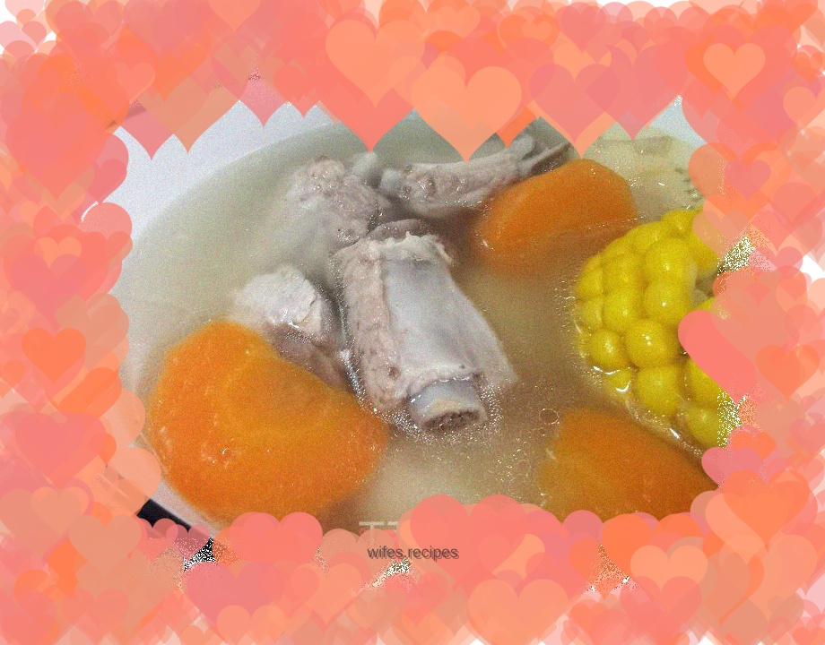 Carrot, water chestnut, corn and ribs soup