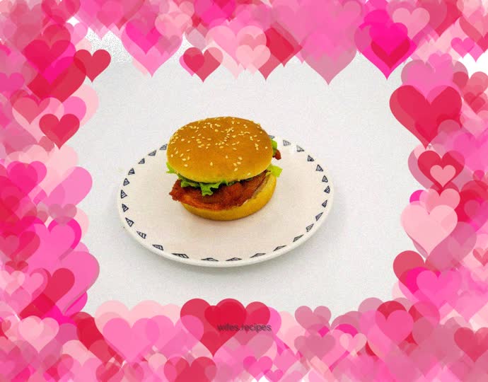 Red chicken steak burger_burger recipe