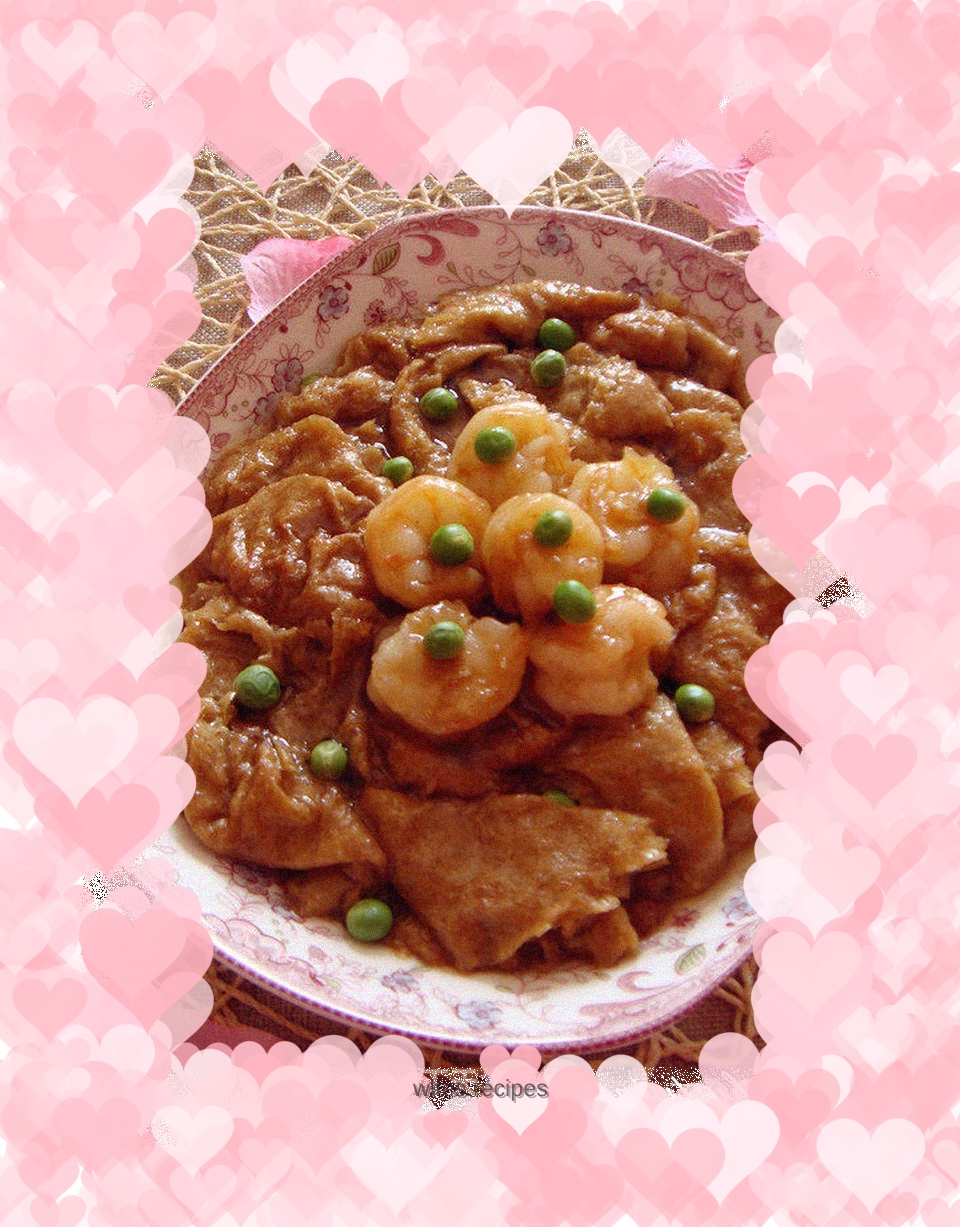 Traditional savory dish shrimp with gluten
