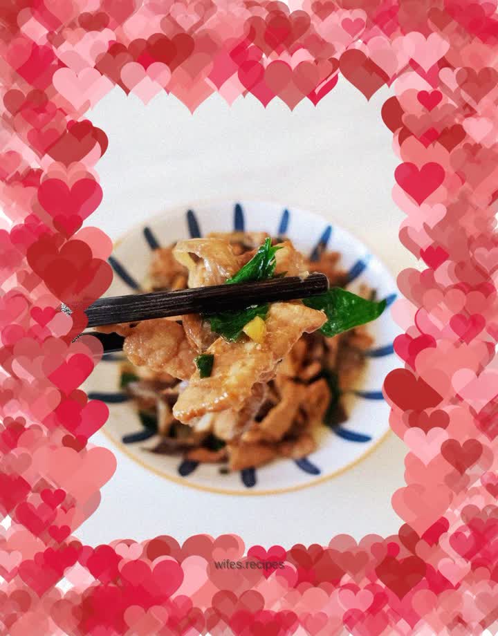 Delicious mushroom stir-fried pork slices