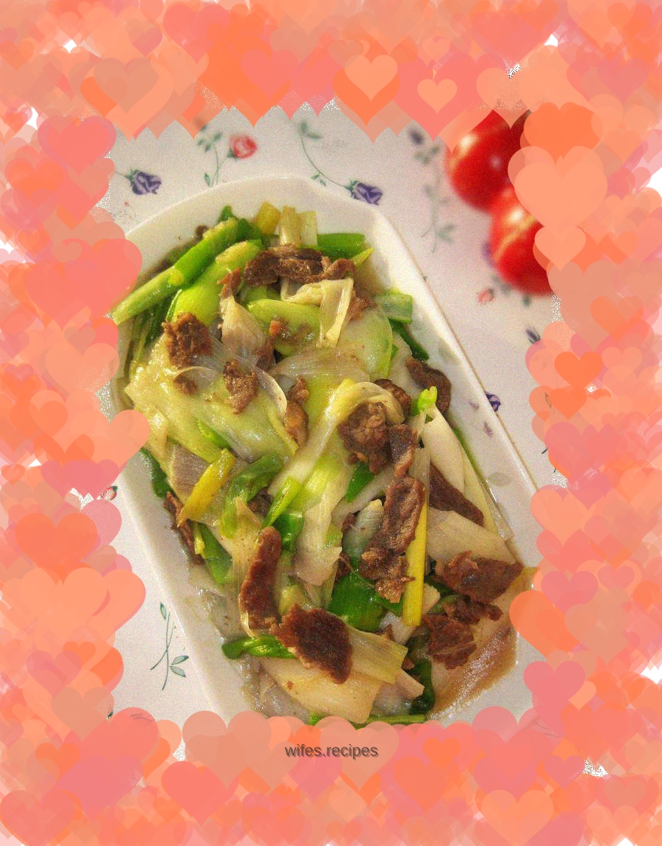 Stir-fried beef with green onions