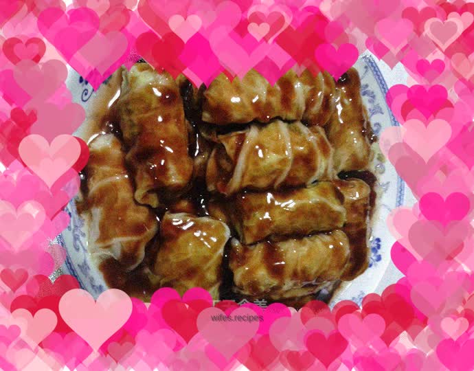 Pork wrapped in vegetable leaves