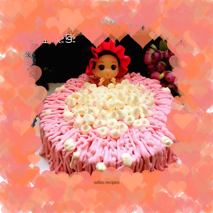 Raspberry mousse cake (bath doll version)