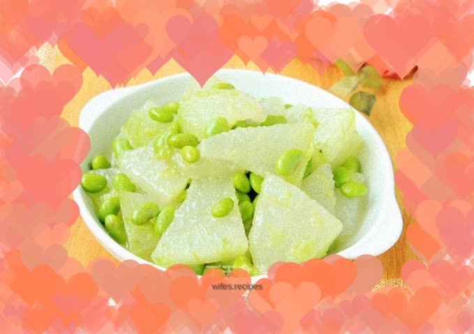 Fried winter melon and edamame