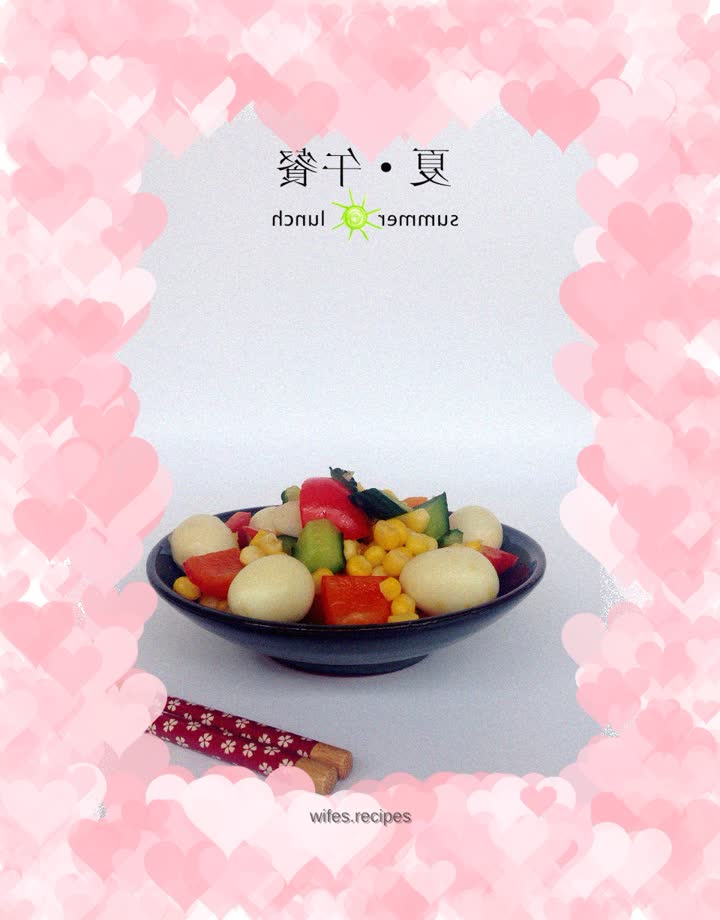 Colorful seasonal vegetable quail eggs