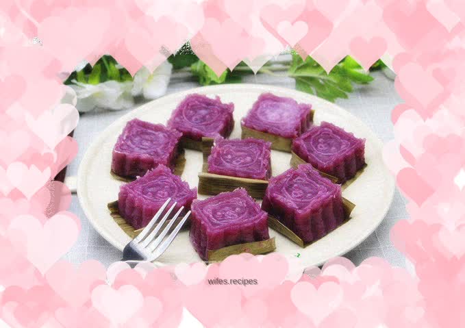 Yam and Purple Sweet Potato Cake