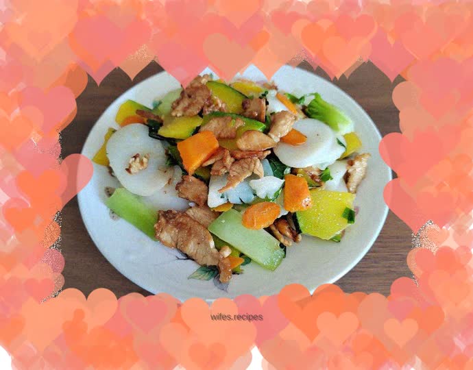 Chicken and Pumpkin Fried Rice Cake