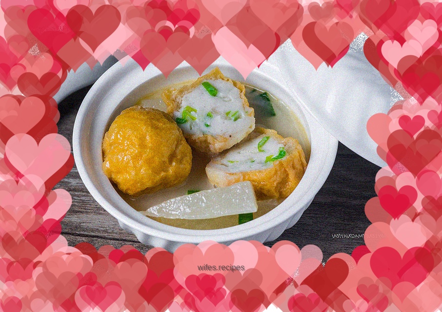 Hand-made fish stuffed with gluten in soup