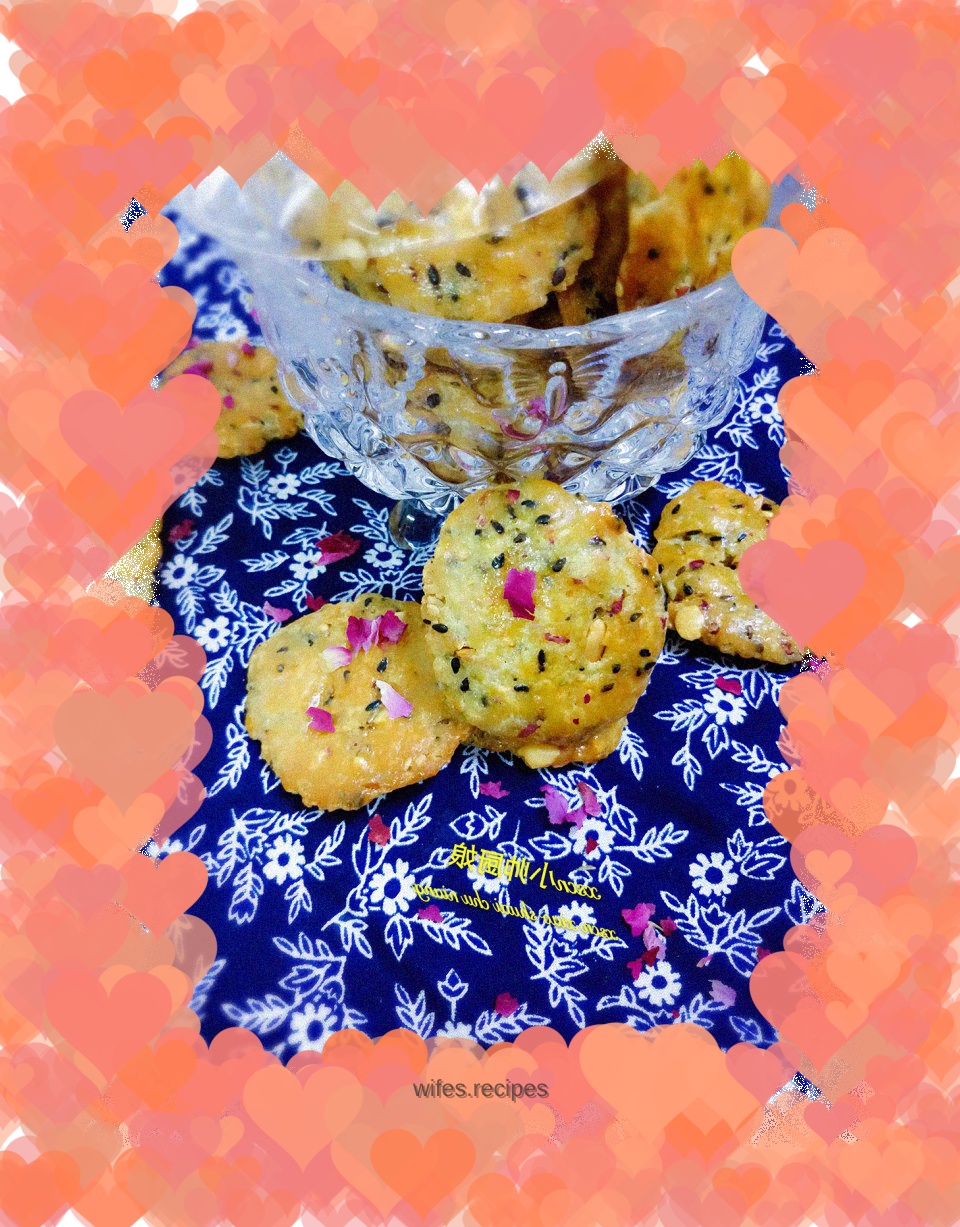 Rose fragrant sesame shortbread ~ rose black sesame peanut shortbread