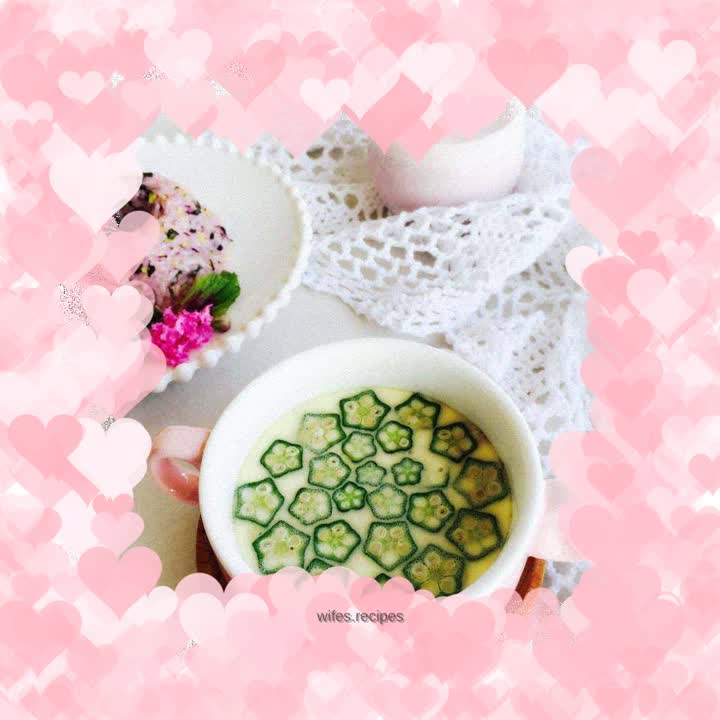 Okra Steamed Egg Custard