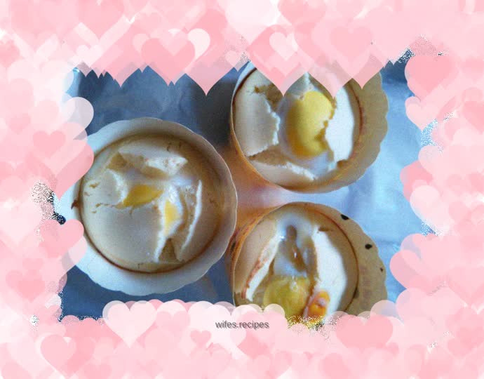 Korean cake with egg in the cup
