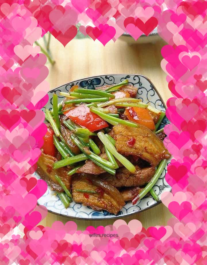 Twice-cooked pork with wild leek and moss