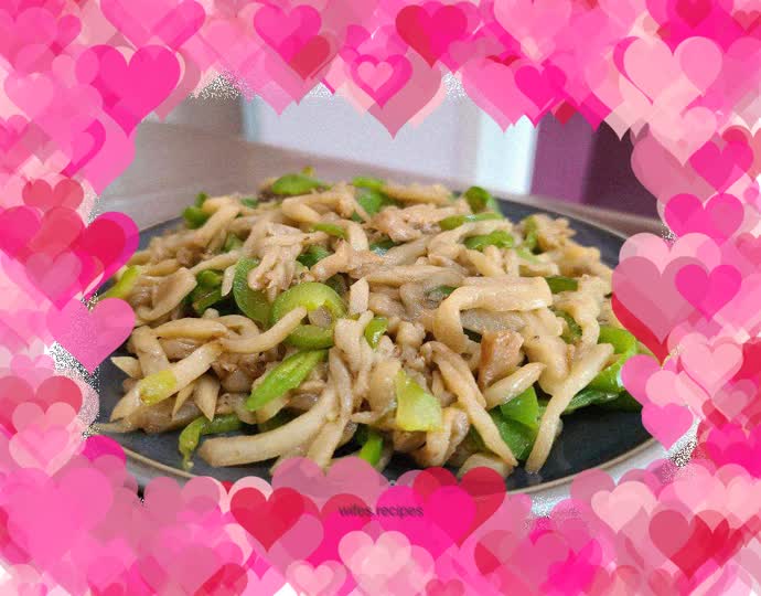 Fried shredded eggplant and green pepper