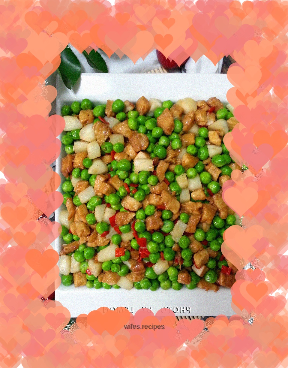 An old friend who cares about health--Chicken breast braised with water chestnuts and peas