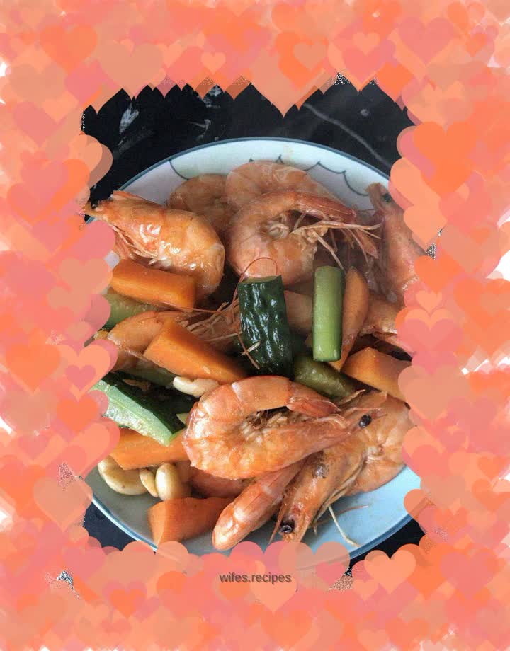 Stir-fried prawns