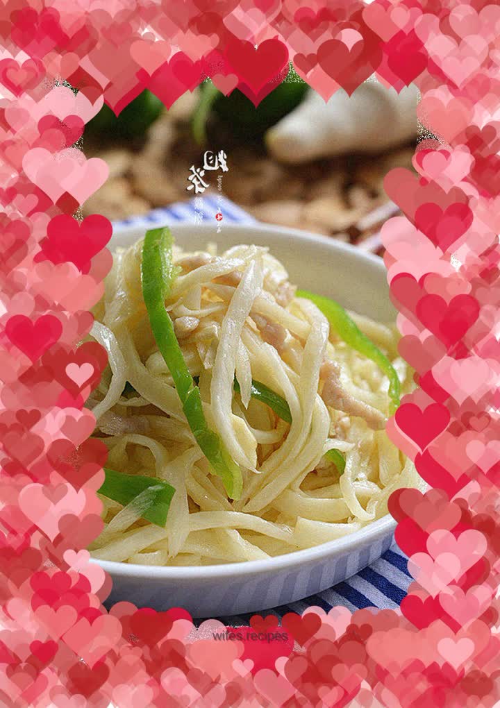 Stir-fried shredded pork with wild rice