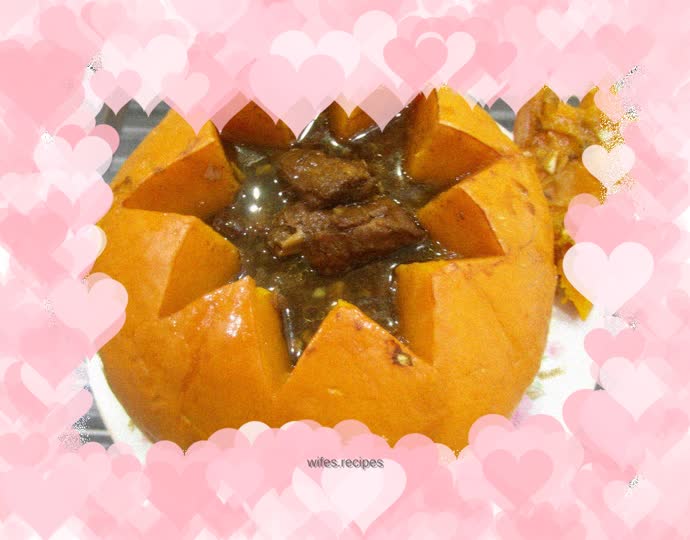 Black soy pork ribs and pumpkin cup