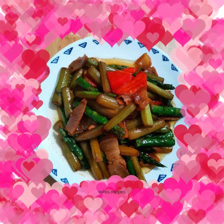 Stir-fried asparagus with bacon