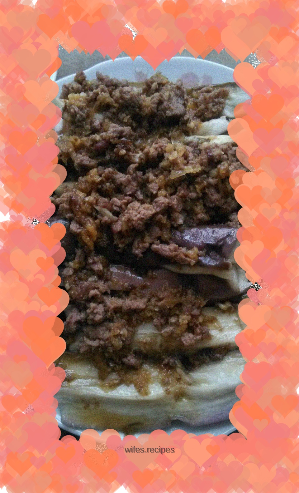 Steamed eggplant with minced meat