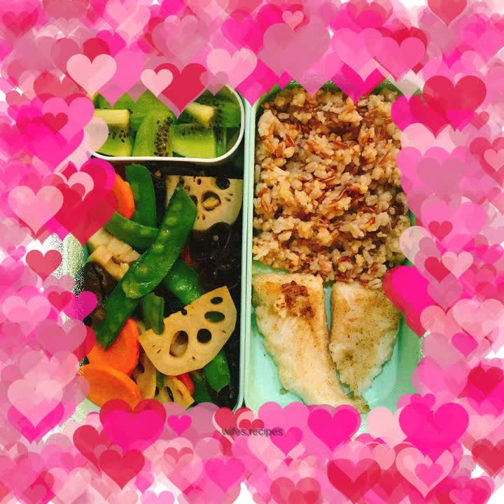 Seasonal Vegetable Fish Steak Bento-Fat Reduction Recipe