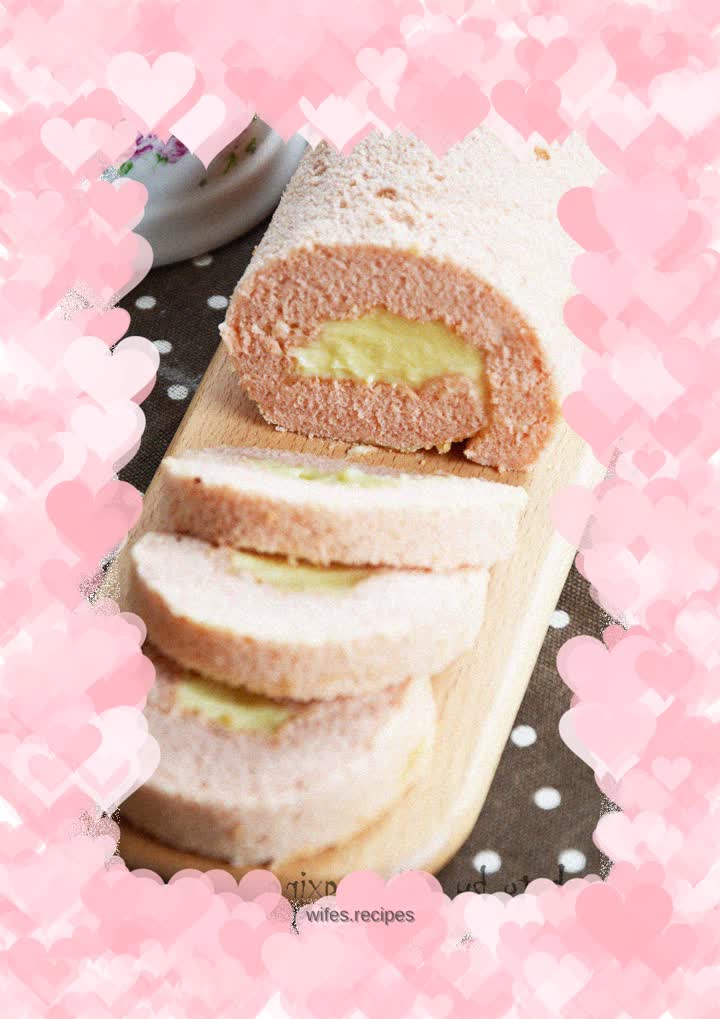 Red Yeast Custard Chiffon Roll