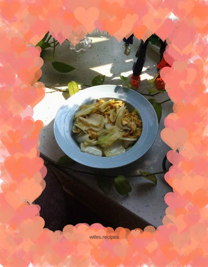 Braised Chinese cabbage with dried shrimps and eggs