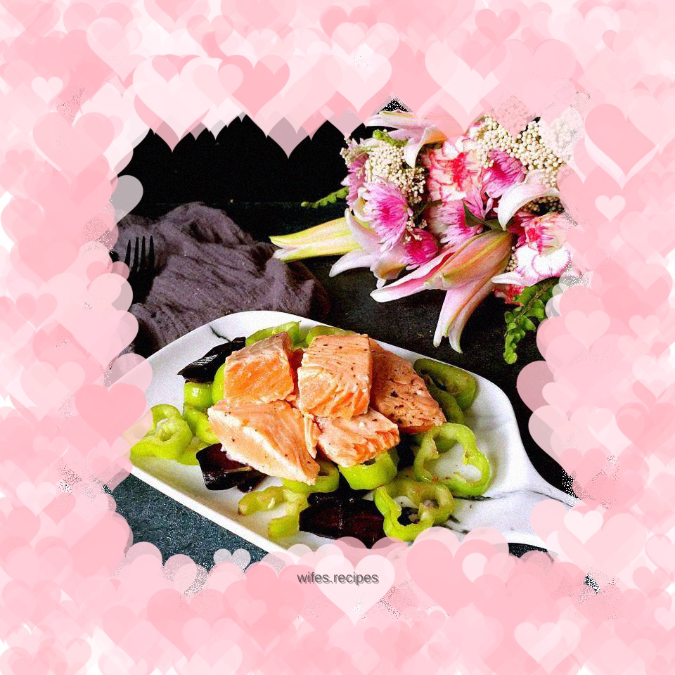 Pan-fried salmon with seasonal vegetables