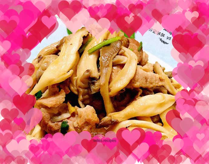 Stir-fried fresh meat with oyster mushrooms