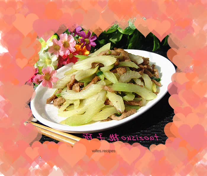 Stir-fried shredded pork with celery