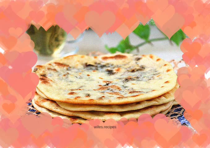 Pancake with pickled prunes and vegetable oil