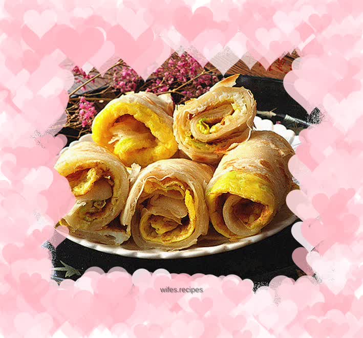 Homemade egg-filled pancakes