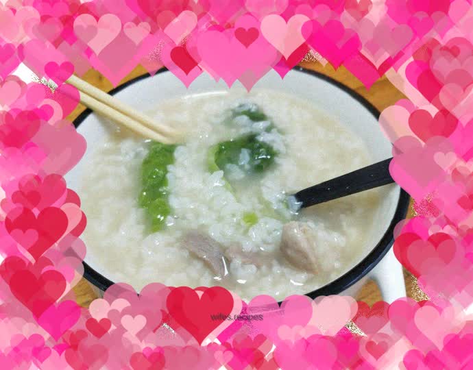 Lean meat and lettuce porridge