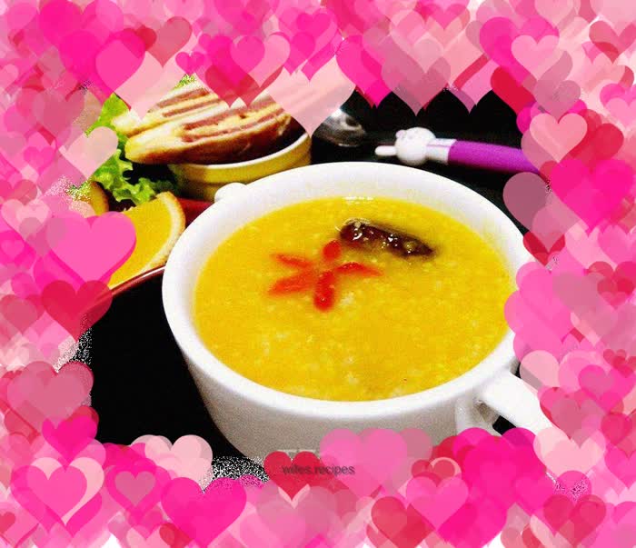 Stomach nourishing porridge——Red dates, wolfberry and pumpkin porridge