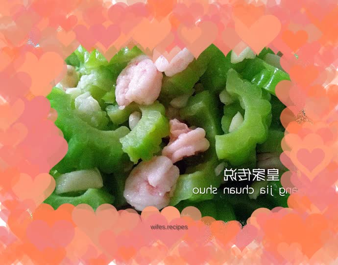 Drunken shrimp mixed with bitter melon