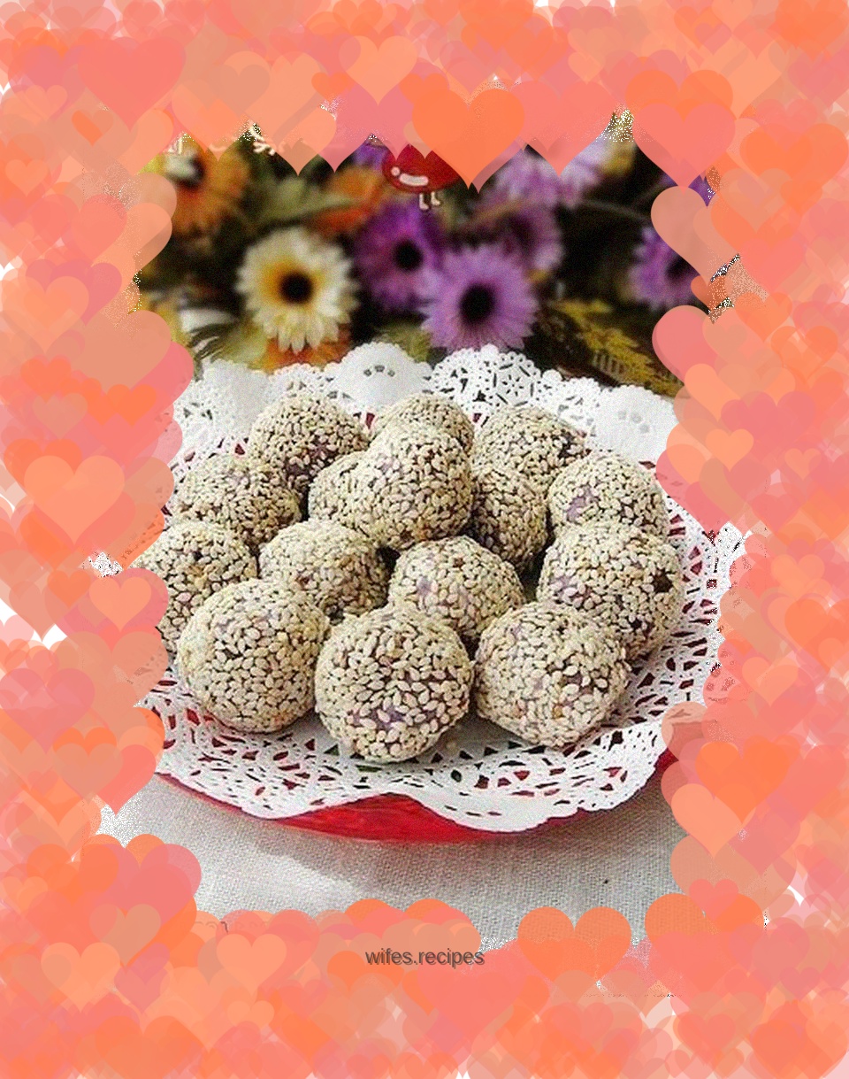 Yogurt purple sweet potato and sesame balls