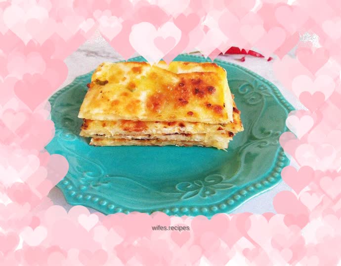 Wonton wrapper version of scallion pancake