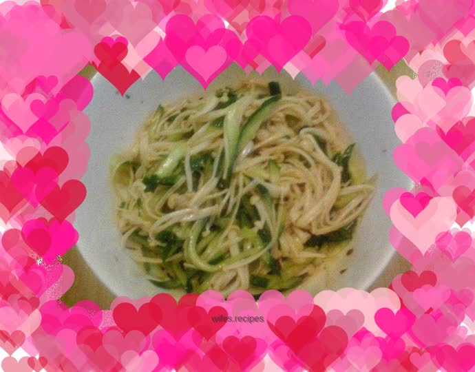 Cold Cucumber and Enoki Mushrooms