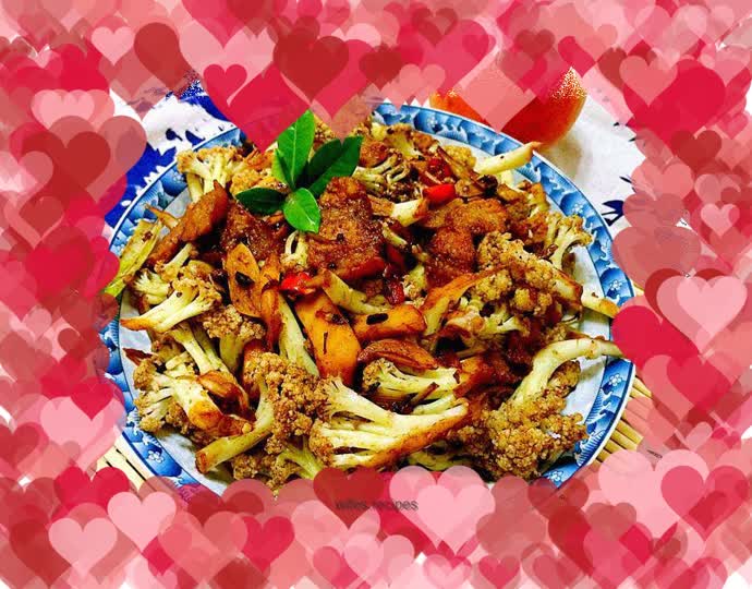 Stir-fried organic cauliflower with black bean paste