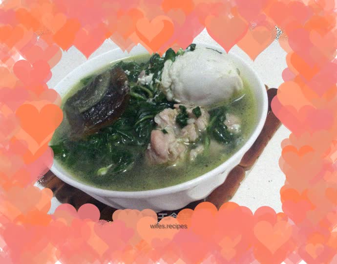 Chili leaves and salted egg lean meat soup