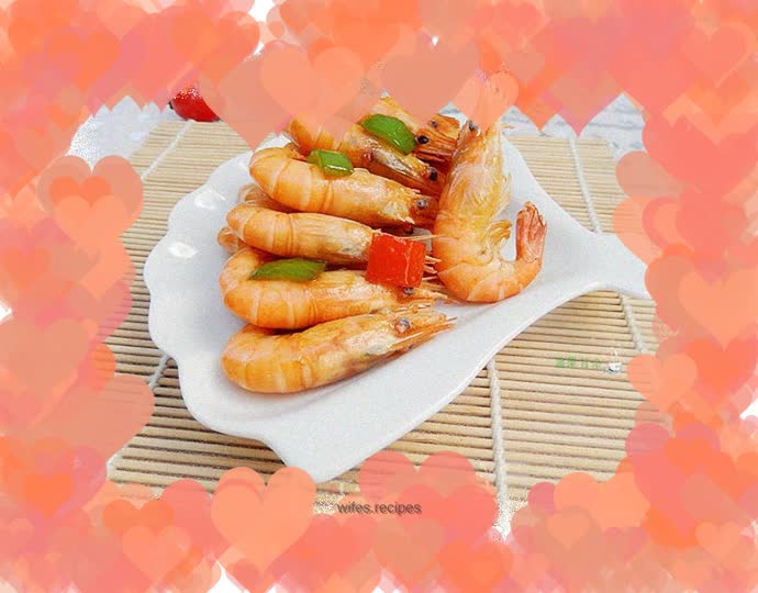 Stir-fried prawns with two peppers